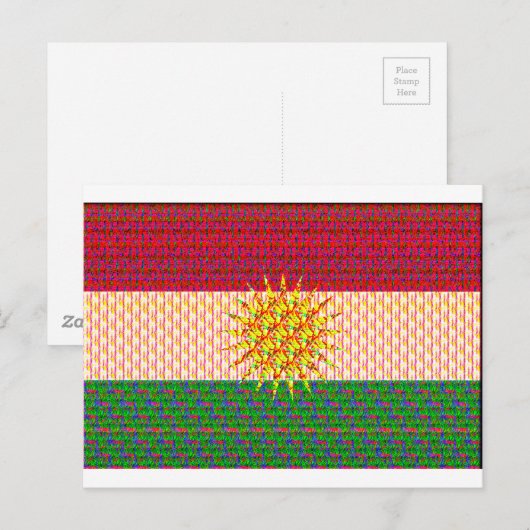 Kurdistan Flag Psychedelic Briefkaart (Voorkant / Achterkant)