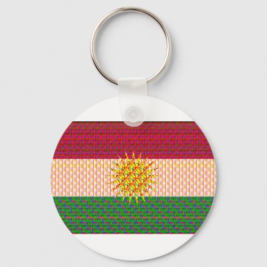 Kurdistan Flag Psychedelic Sleutelhanger (Voorkant)