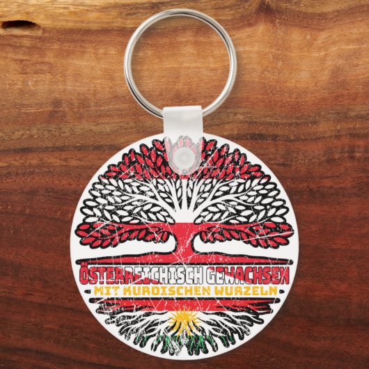 Kurdistan Kurdisch Österreichisch Baum Sleutelhanger (Achterkant)