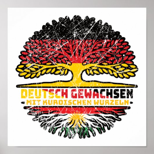 Kurdistan Kurdish Deutsch Deutschland Baum Wurzel Poster (Voorkant)