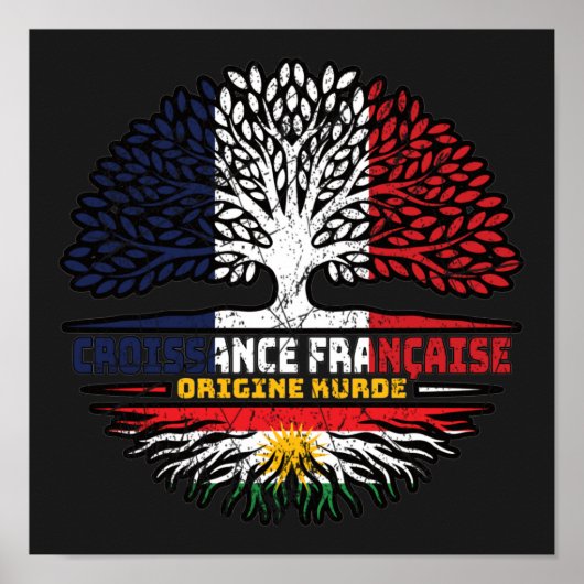 Kurdistan Kurdish French France Tree Roots Flag Poster (Voorkant)
