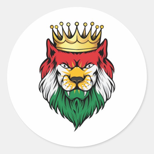 Kurdistan Lion King Flag Ronde Sticker (Voorkant)
