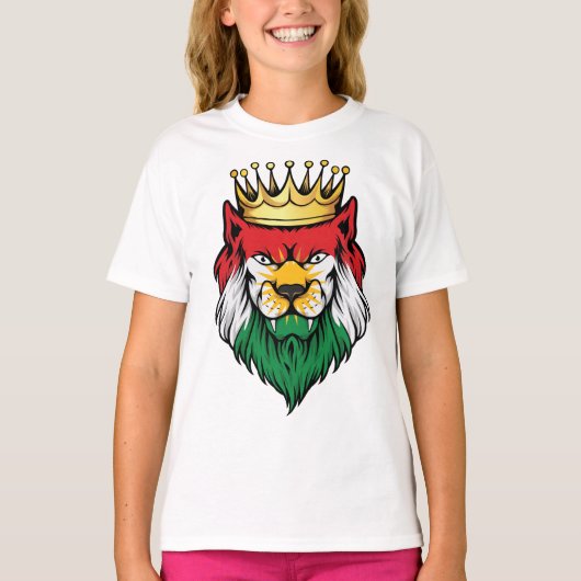 Kurdistan Lion King Flag T-shirt (Voorkant)