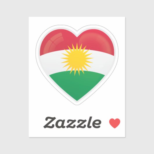 Kurdistan Love Flag Sticker (Vel)