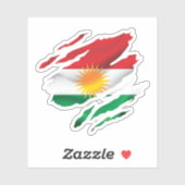 Kurdistan Ripped Pride Flag Sticker (Vel)