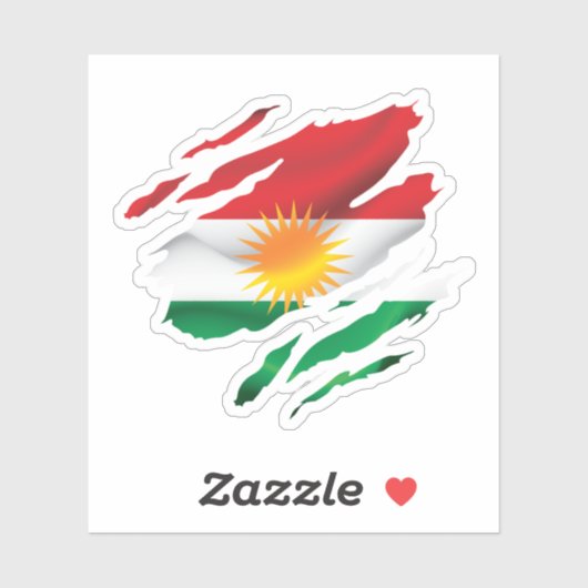 Kurdistan Ripped Pride Flag Sticker (Vel)