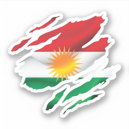 Kurdistan Ripped Pride Flag Sticker (Voorkant)