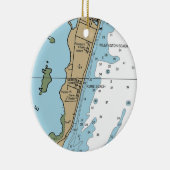 Kure Beach NC Chart Keramisch Ornament (Rechts)