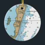Kure Beach NC Chart Keramisch Ornament<br><div class="desc">Kure Beach North Carolina-kerstversiering gemaakt met een NAA-nautische kaart.</div>