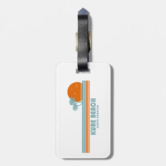 Kure Beach North Carolina Sun Palm Trees Bagagelabel (Achterkant verticaal)