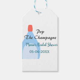 Kurk de champagne blauwe bruidsdouche voeg naam da cadeaulabel