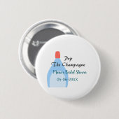 Kurk de Champagne blauwe bruidsdouche voeg naam da Ronde Button 5,7 Cm (Voorkant /achterkant)