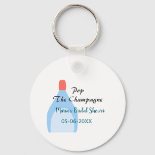 Kurk de champagne blauwe bruidsdouche voeg naam da sleutelhanger