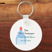 Kurk de Champagne blauwe bruidsdouche voeg naam da Sleutelhanger (Achterkant)