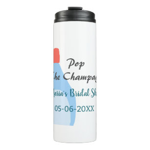 Kurk de Champagne blauwe bruidsdouche voeg naam da Thermosbeker