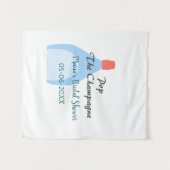 Kurk de Champagne blauwe bruidsdouche voeg naam da Wandkleed (Voorkant (horizontaal))