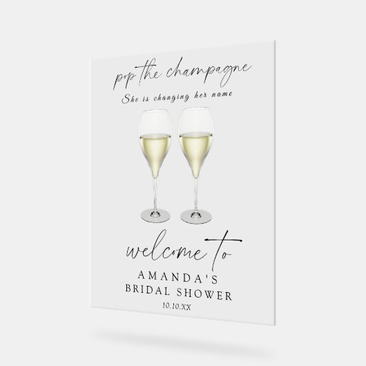 Kurk de champagne Bruidsfeest borrel Acryl Bord (Hoek)