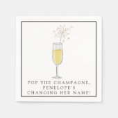 Kurk de Champagne Bruidsnaam / Meidenavond Servet (Voorkant)
