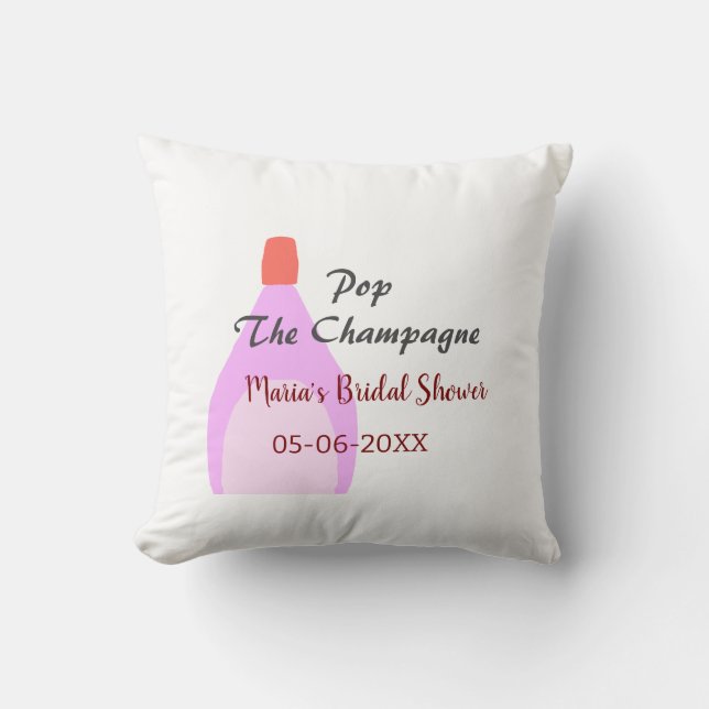Kurk de Champagne roze bruidsdouche voeg naam datu Kussen (Voorkant)
