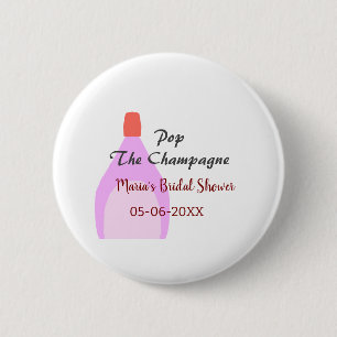 Kurk de Champagne roze bruidsdouche voeg naam datu Ronde Button 5,7 Cm
