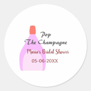 Kurk de Champagne roze bruidsdouche voeg naam datu Ronde Sticker