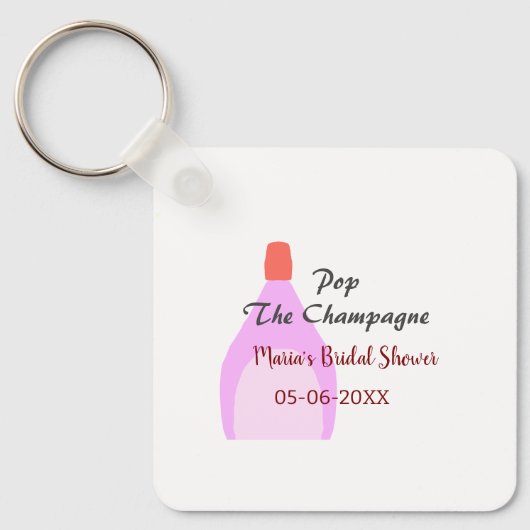 Kurk de Champagne roze bruidsdouche voeg naam datu Sleutelhanger (Voorkant)