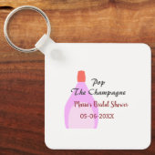 Kurk de Champagne roze bruidsdouche voeg naam datu Sleutelhanger (Voorkant)