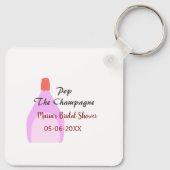 Kurk de Champagne roze bruidsdouche voeg naam datu Sleutelhanger (Achterkant)