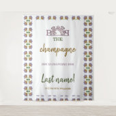 Kurk de champagne-veranderende achternaam Bruidsdo Wandkleed (Voorkant)