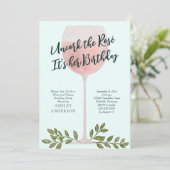 Kurk de Rosé Wijn Aquarel Verjaardagsfeestje Kaart (Staand voorkant)