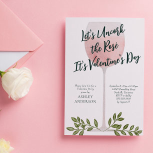 Kurk de Rosé Wijn Valentijnsdag Feest Kaart