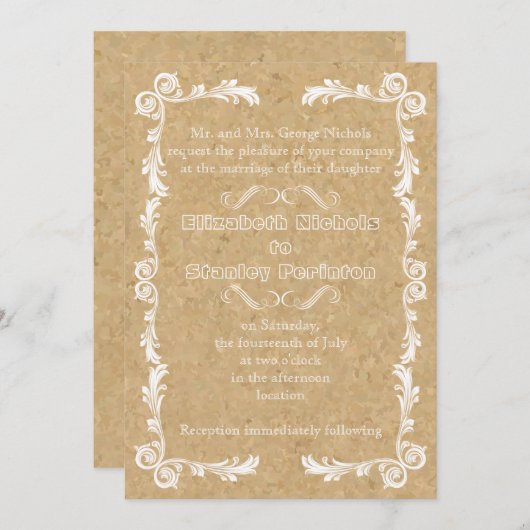 Kurk met  lijst bruiloft kaart (Voorkant / Achterkant)