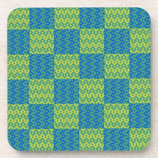 Kurk Onderzetter of Tafelmat, Groene en Blauwe Pat (Voorkant)