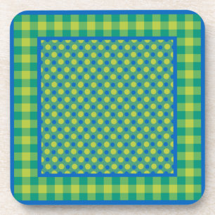 Kurk Onderzetter of Tafelmat, Groene en Blauwe Pat