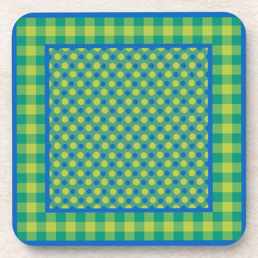 Kurk Onderzetter of Tafelmat, Groene en Blauwe Pat (Voorkant)