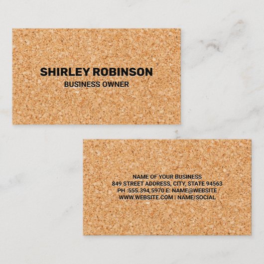 Kurk Textuur Achtergrond Visitekaartje (Voorkant / Achterkant)