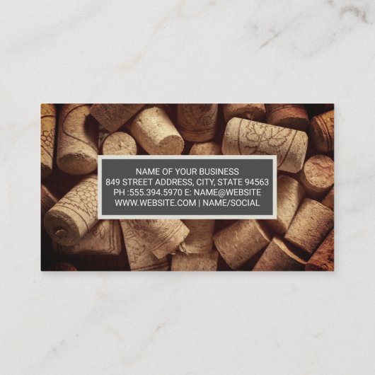 Kurken stapels | Wijnboerderij Visitekaartje (Achterkant)