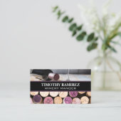 Kurken | Wijnflesje en -glas Visitekaartje (Staand voorkant)