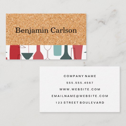 Kurkenprint | Wijnglazen Flessen Visitekaartje (Voorkant / Achterkant)