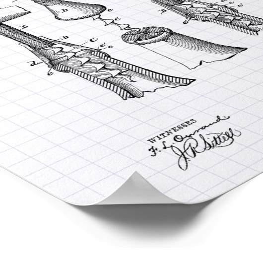 Kurkentrekker 1883 Kunst met octrooien - Lijnenpoe Poster (Hoek)