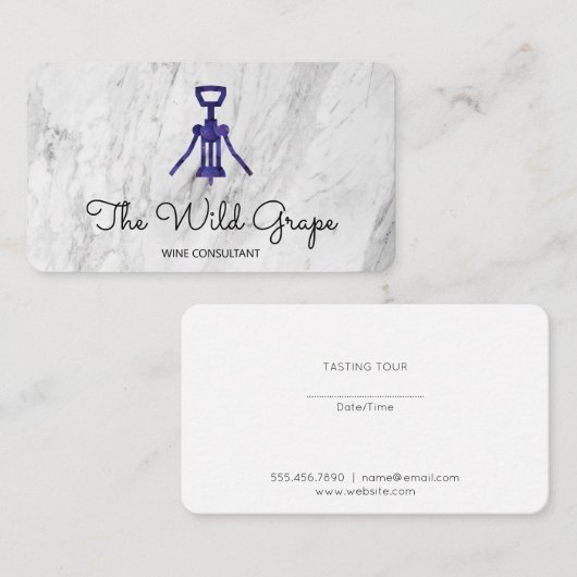 Kurkentrekker en Marmer | Sommelier Visitekaartje (Voorkant / Achterkant)