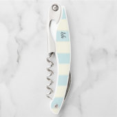 Kurkentrekker Fles Open Biege Blue Stripe (Voorkant)