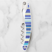 Kurkentrekker Fles Open Blue Stripe (Voorkant)