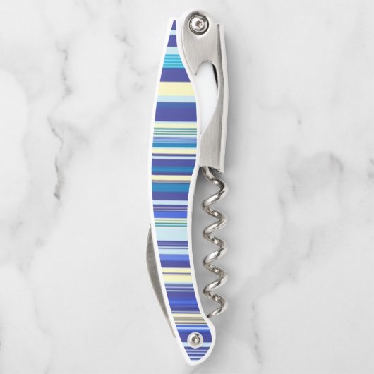 Kurkentrekker Fles Open Blue Stripe (Achterkant)