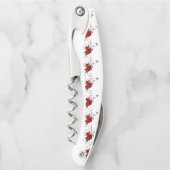 Kurkentrekker Fles Open Floral Red Rose (Voorkant)