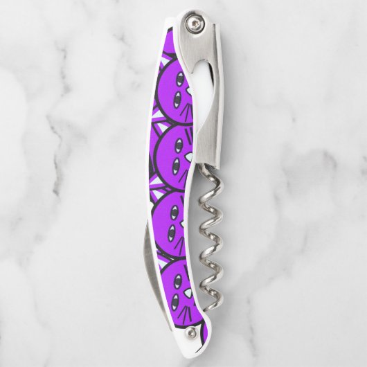 Kurkentrekker Fles Open Paarse Katten Kittens (Achterkant)