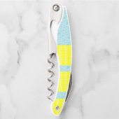 Kurkentrekker Fles Opener Geel en Blauw (Voorkant)