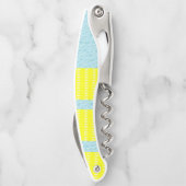 Kurkentrekker Fles Opener Geel en Blauw (Achterkant)