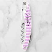 Kurkentrekker flesje opener roze wit (Voorkant)