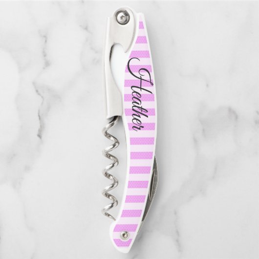 Kurkentrekker flesje opener roze wit (Voorkant)